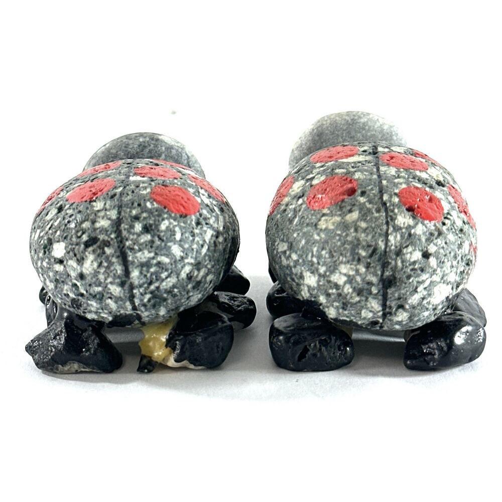 Hand Painted Stone Ladybug Figurines Set of 2 Folk Art Garden Decor 2” - Picture 6 of 8